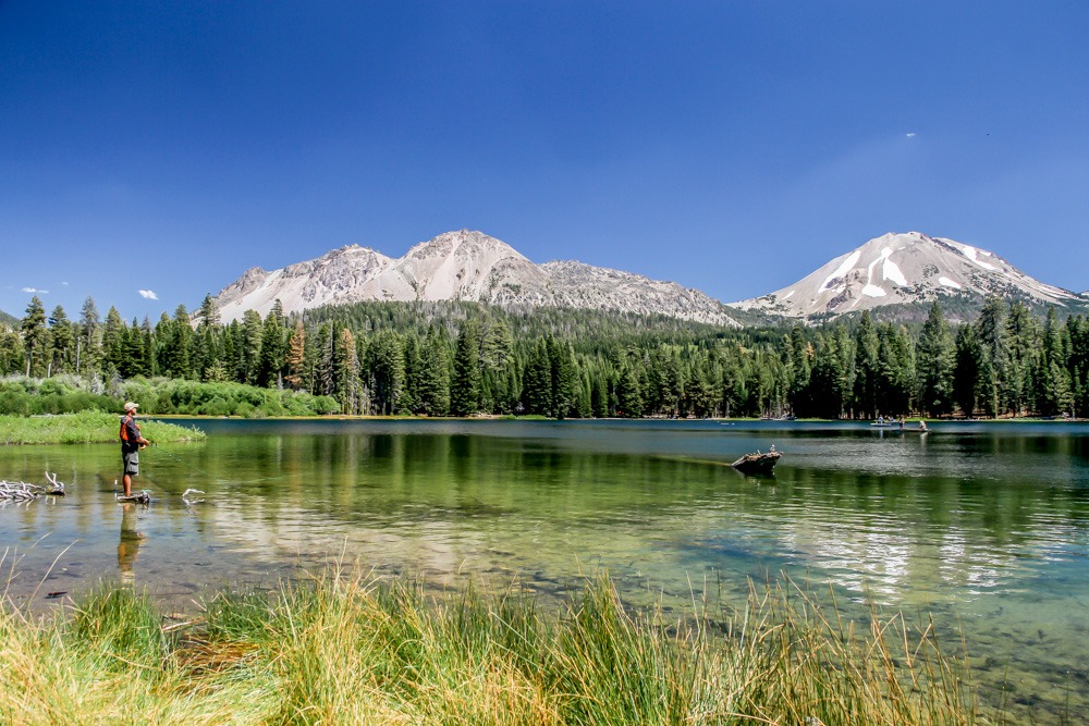 Manzanita Lake Fly Fishing for trout in Lassen Park