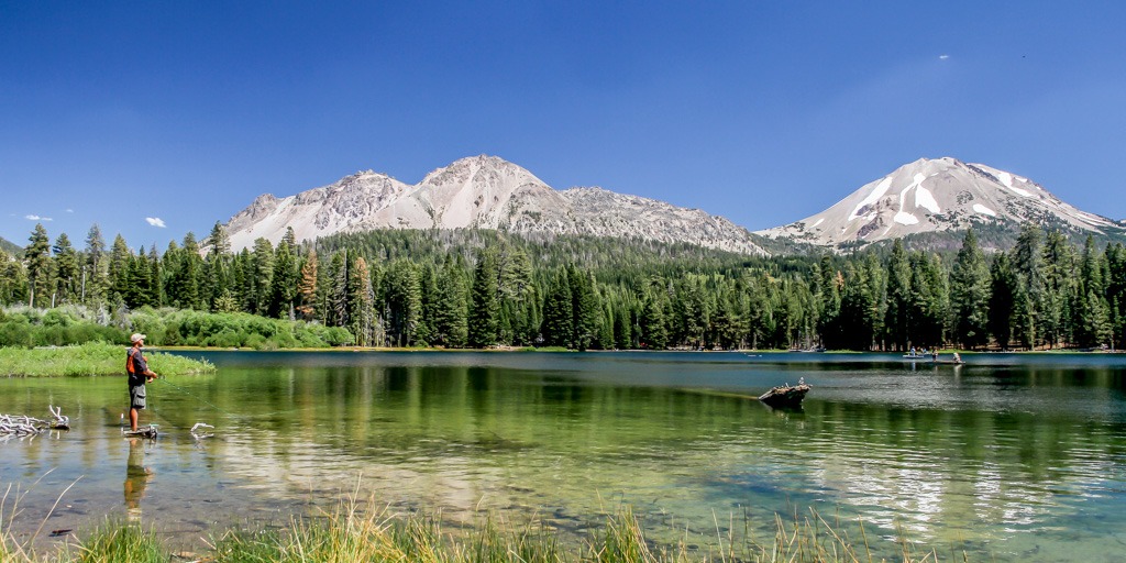 Manzanita Lake Fly Fishing for trout in Lassen Park